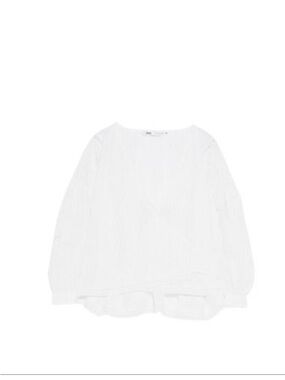 Zara Ivory Textured Long Sleeve Top